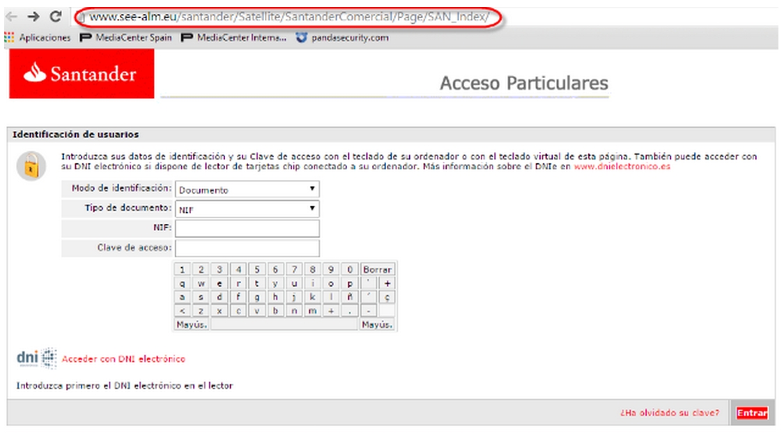 Phishing banco Santander.